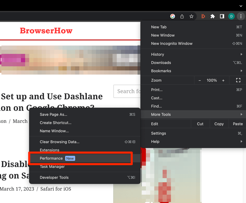 Performance_menu_under_More_Tools_in_Chrome_browser