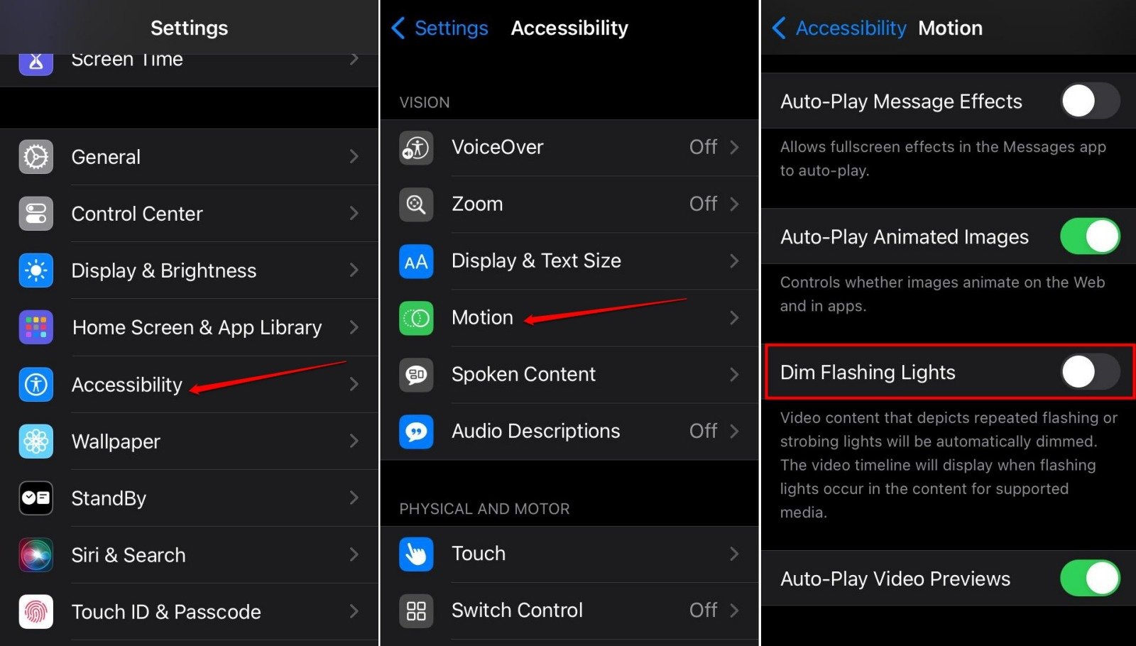 disable-the-Dim-flashing-lights-feature-on-iOS